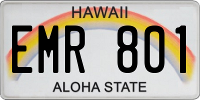 HI license plate EMR801
