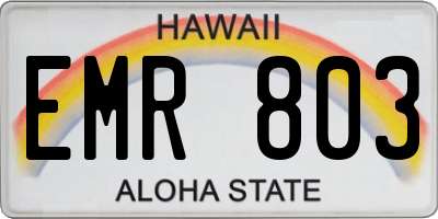 HI license plate EMR803
