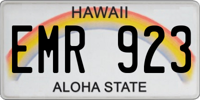HI license plate EMR923