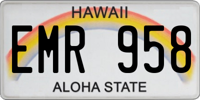 HI license plate EMR958