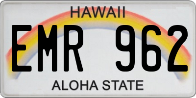 HI license plate EMR962