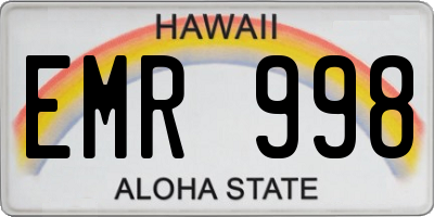 HI license plate EMR998