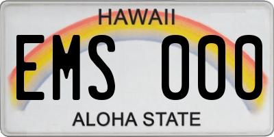 HI license plate EMS000