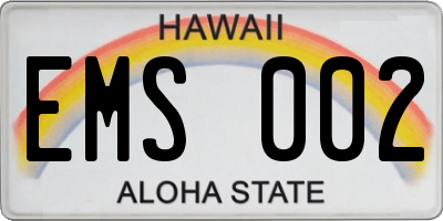 HI license plate EMS002