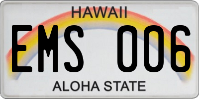 HI license plate EMS006