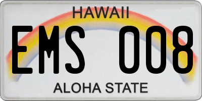 HI license plate EMS008