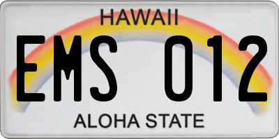 HI license plate EMS012