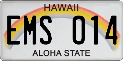 HI license plate EMS014