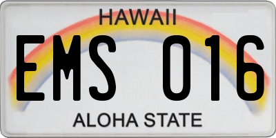 HI license plate EMS016