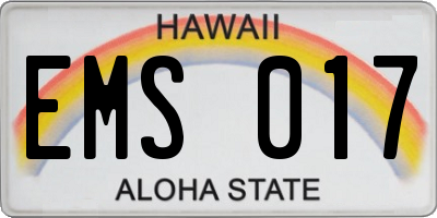 HI license plate EMS017