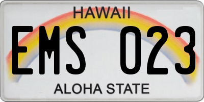 HI license plate EMS023