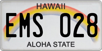 HI license plate EMS028