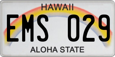 HI license plate EMS029