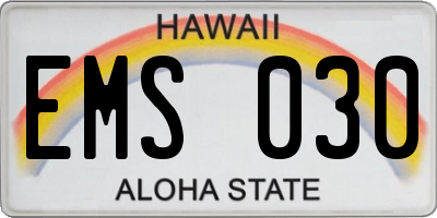 HI license plate EMS030