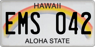 HI license plate EMS042