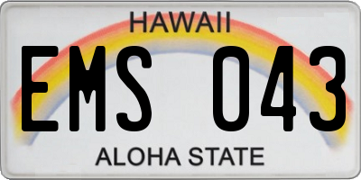 HI license plate EMS043