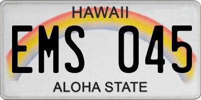 HI license plate EMS045