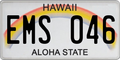 HI license plate EMS046