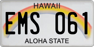 HI license plate EMS061