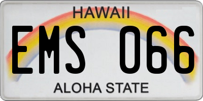 HI license plate EMS066