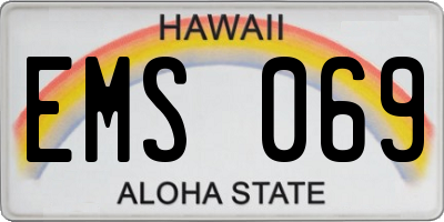 HI license plate EMS069