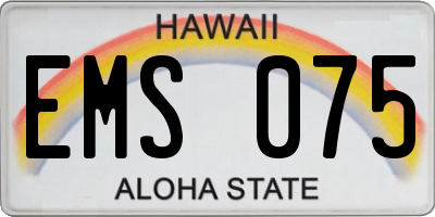 HI license plate EMS075