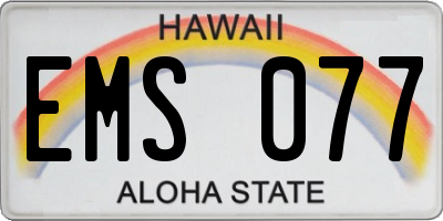 HI license plate EMS077