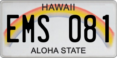 HI license plate EMS081
