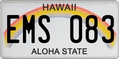 HI license plate EMS083