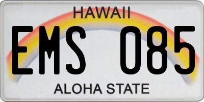 HI license plate EMS085