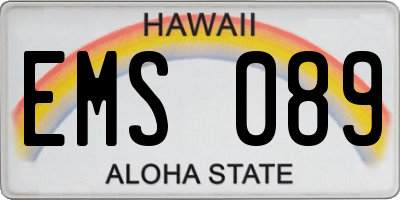 HI license plate EMS089