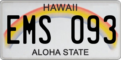 HI license plate EMS093