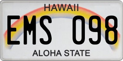 HI license plate EMS098