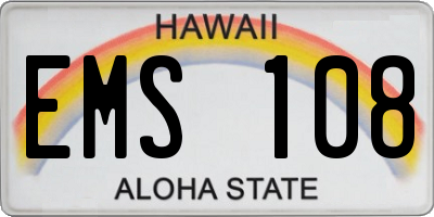 HI license plate EMS108