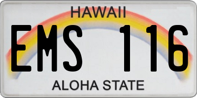 HI license plate EMS116