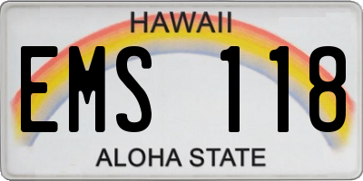 HI license plate EMS118