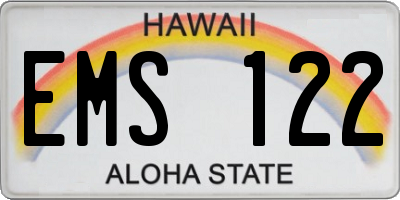 HI license plate EMS122