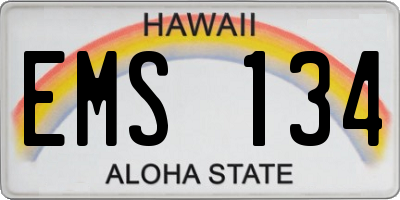 HI license plate EMS134