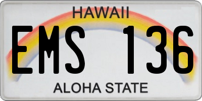 HI license plate EMS136