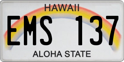 HI license plate EMS137