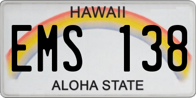 HI license plate EMS138