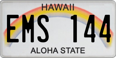 HI license plate EMS144