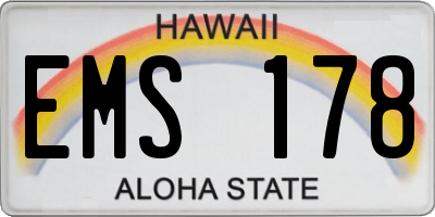 HI license plate EMS178