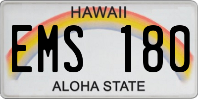 HI license plate EMS180