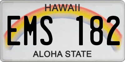 HI license plate EMS182
