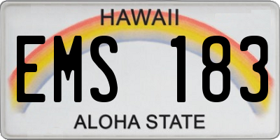 HI license plate EMS183
