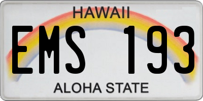 HI license plate EMS193