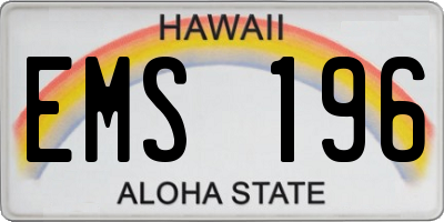 HI license plate EMS196