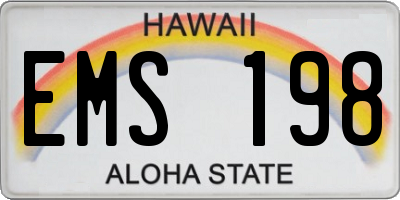 HI license plate EMS198