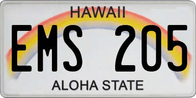 HI license plate EMS205